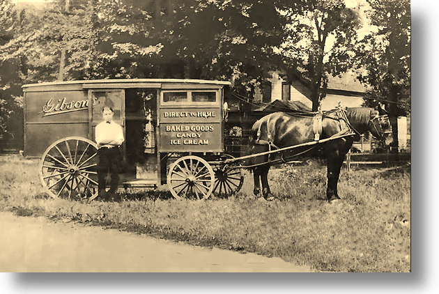 Gibson's Bakery (Oberlin) Horse Drawn Delivery Wagon c. 1905.
